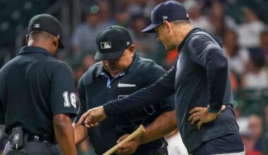 Umpires confiscate bat of Astros' Taylor Trammell after Yankees manager Aaron Boone asks to have it checked