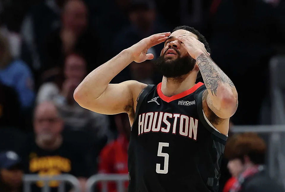 Rockets point guard Fred VanVleet could miss all of 2025-26 with a torn ACL (Jason Fochtman/Getty Images)