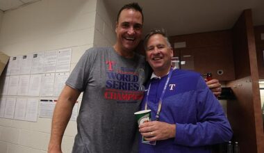 Longtime Texas Rangers scout Scott Littlefield (right) died Friday at the age of 59