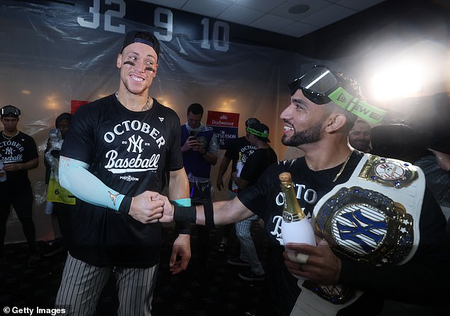 Many players wore goggles inside the locker room to avoid eye injuries from the champagne