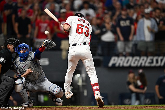 The Cleveland Guardians clinched the postseason after CJ Kayfus was hit by a pitch from Texas Rangers reliever Robert Garcia to bring home a run with the bases loaded