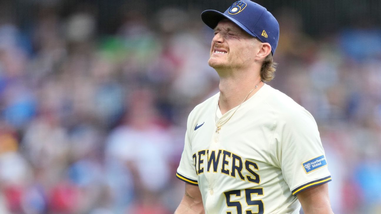 Brewers reliever Shelby Miller exits with injury vs. Phillies