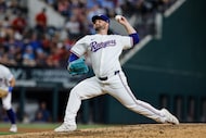 Rangers relief pitcher Danny Coulombe throws a pitch during the game against the Phillies on...