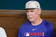 Texas Rangers manager Bruce Bochy (15) is seen before a baseball game against the Houston...