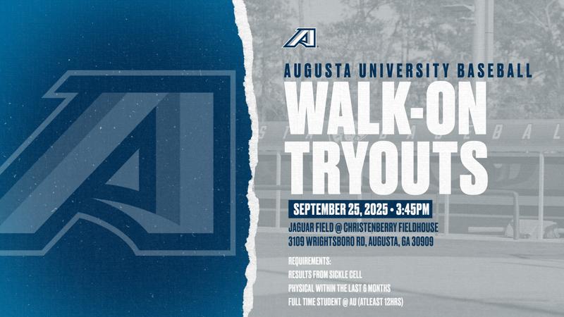 Augusta Baseball to Host Walk-On Tryouts Sept. 25 at Jaguar Field
