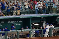 Texas Rangers starting pitcher Jacob Latz (67) exits the game during the sixth inning of a...