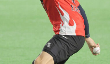 練習をこなした上沢直之（カメラ・朝田　秀司）