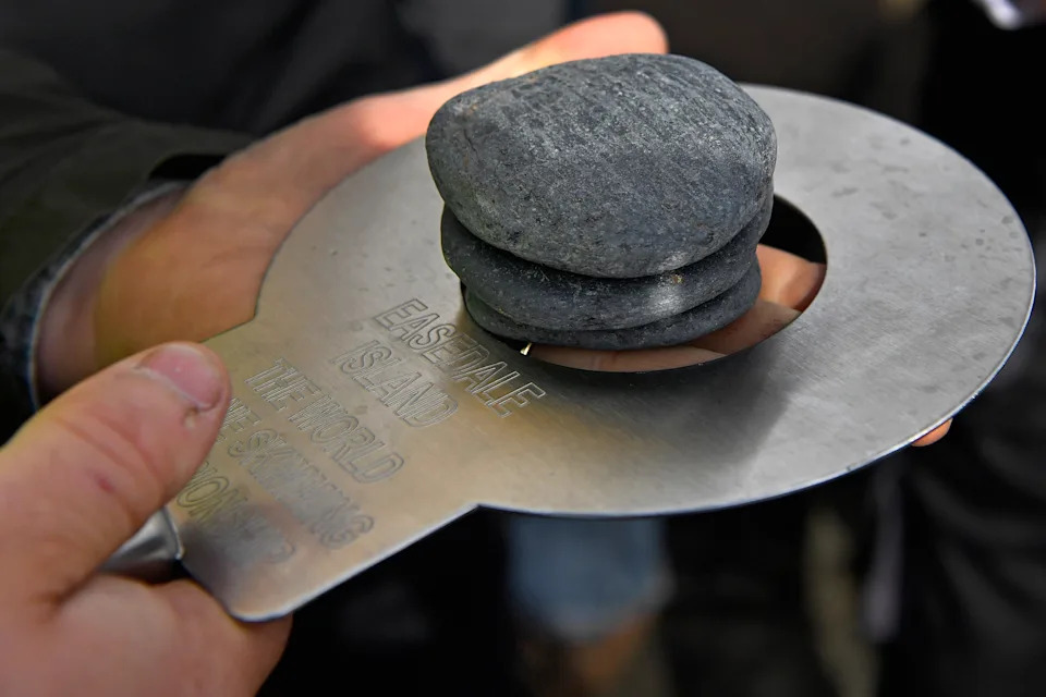 Stones are measured by judges using the 