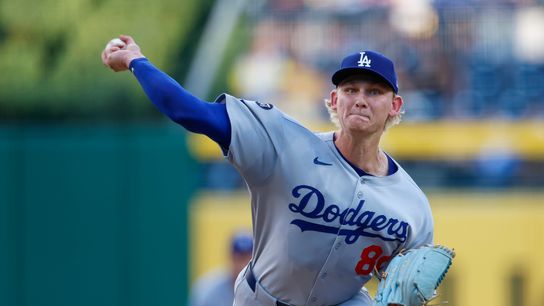 Emmet Sheehan #80 pitches against the Pirates at PNC Park on September 03, 2025 in Pittsburgh. Emmet Sheehan #80 pitches against the Pirates at PNC Park on September 03, 2025 in Pittsburgh.