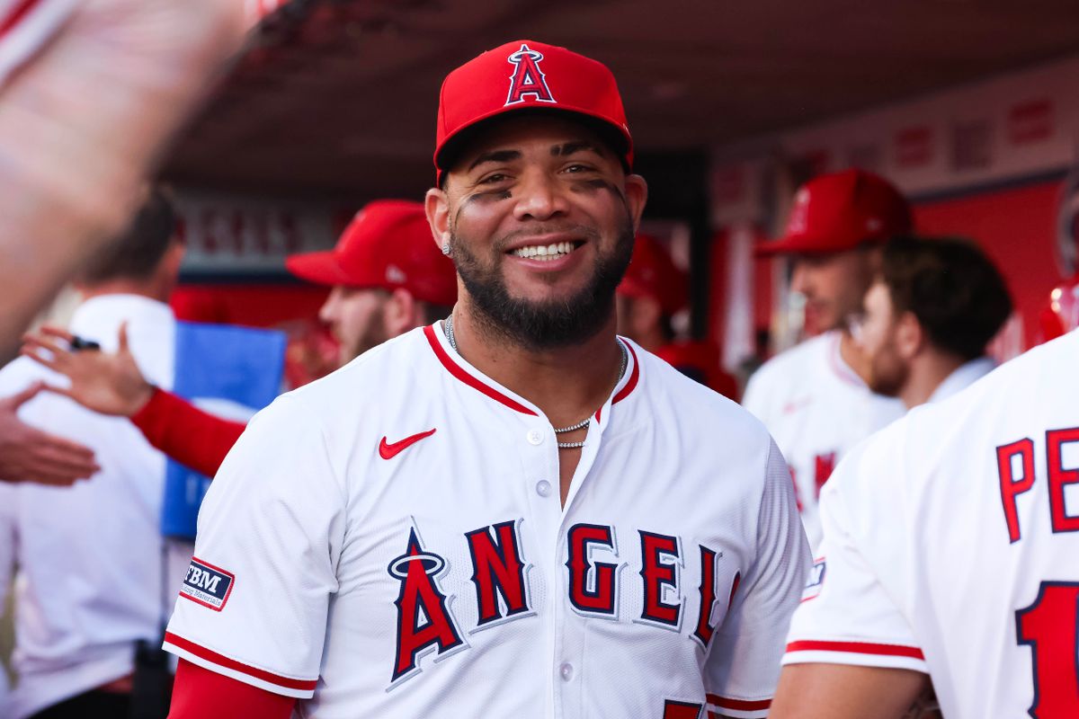 Los Angeles Angels infielder Yoán Moncada (5) smiles during the MLB game against the Minnesota Twins Monday September 8th, 2025 at Angel's Stadium in Anaheim, Calif.