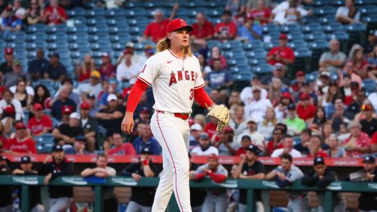 Los Angeles Angels right handed pitcher Caden Dana (36) walks off of the mound during the MLB game against the Minnesota Twins Monday September 8th, 2025 at Angel's Stadium in Anaheim, Calif.