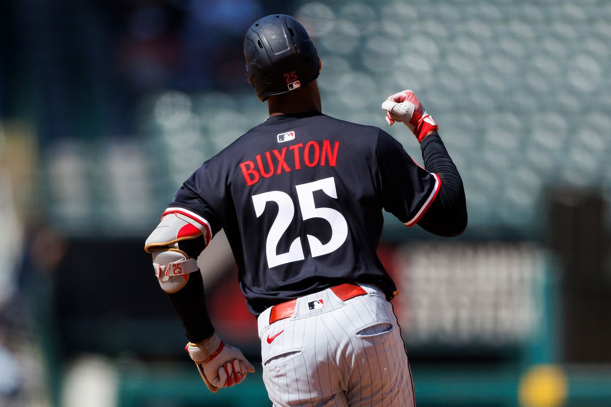 Byron Buxton #25 of the Minnesota Twins celebrates his home run during the game against the Los Angeles Angels at Angel Stadium of Anaheim on September 10, 2025 in Anaheim, California. Byron Buxton #25 of the Minnesota Twins celebrates his home run during the game against the Los Angeles Angels at Angel Stadium of Anaheim on September 10, 2025 in Anaheim, California.