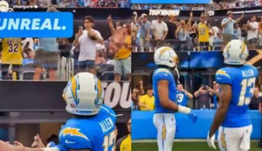 “Chargers Ken!” – Fan Has His “Phillies Karen” Moment As He Snatches Touchdown Ball From Keenan Allen’s Wife [VIDEO]