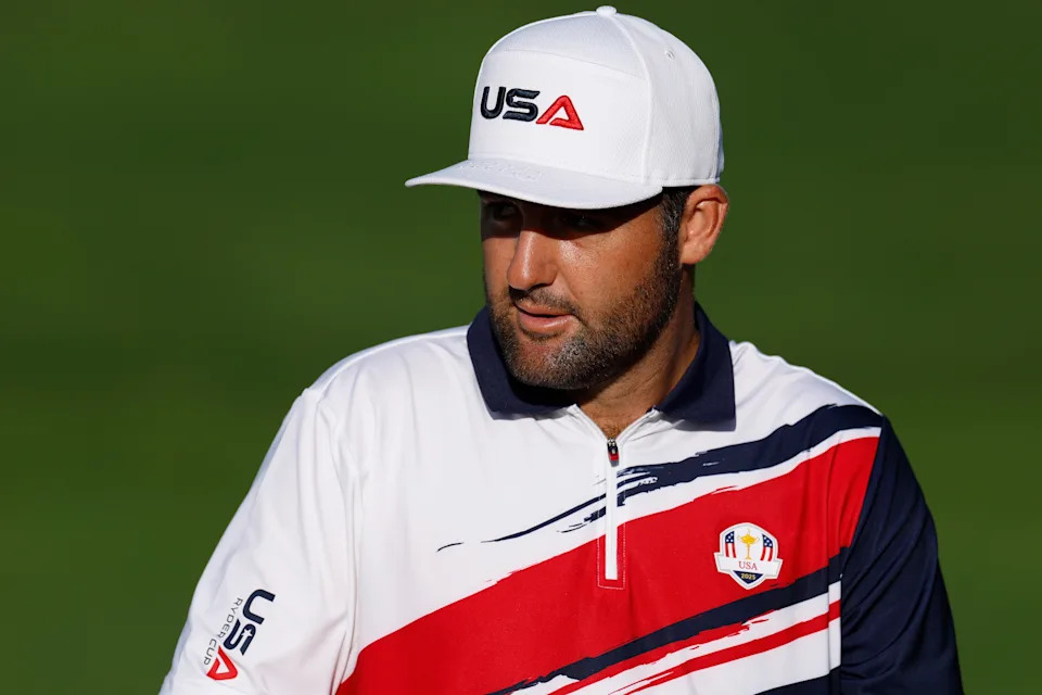 Scottie Scheffler on the practice range. (Harry How/Getty Images)