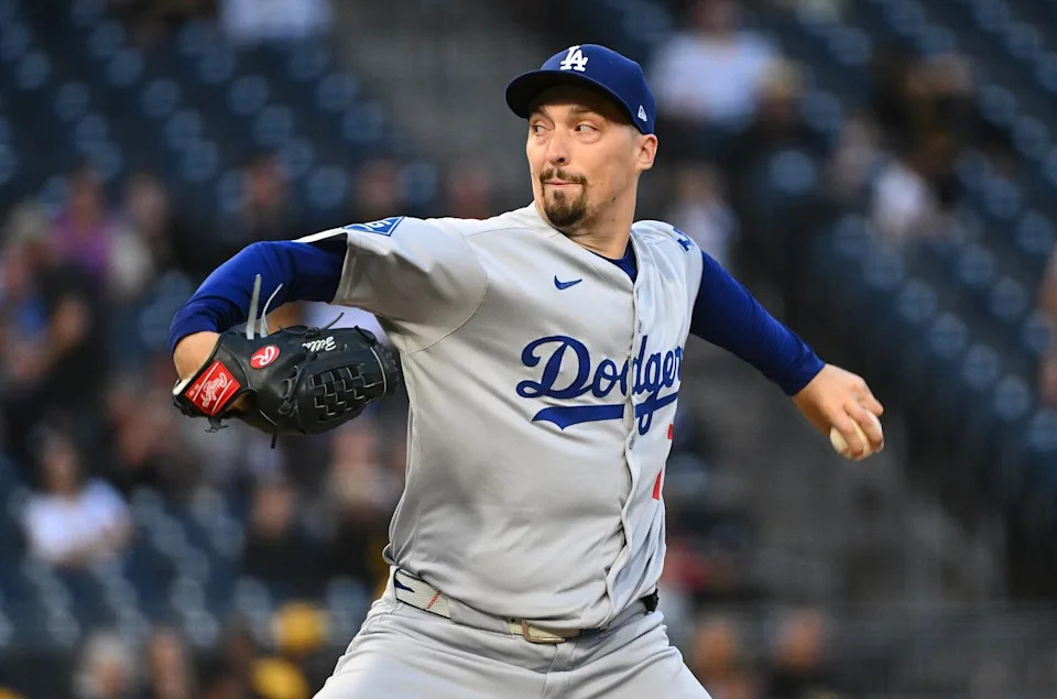 Dodgers pitcher Blake Snell delivers in the second inning Thursday against the Pirates.