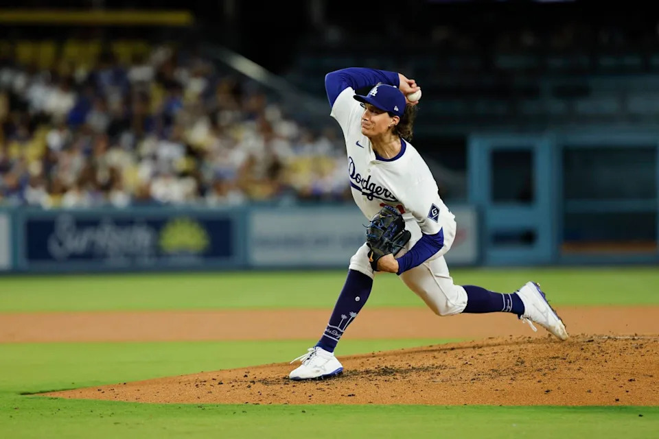Dodgers starter Tyler Glasnow delivers in the fifth inning Monday against the Rockies.