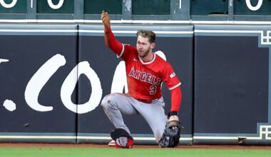 Angels' Taylor Ward runs into digital scoreboard, carted off