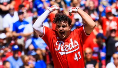 Reds prospect Sal Stewart singles in his first MLB at-bat