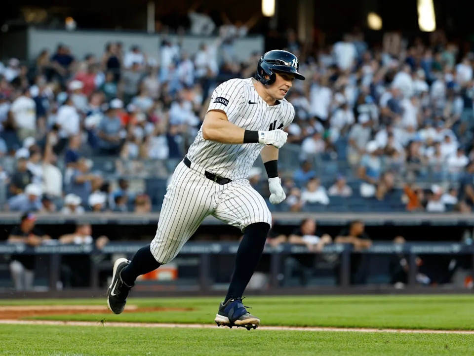Ben Rice rounds the bases after hitting a home run during the Yankees-Orioles game on Sept. 28, 2025. JASON SZENES/ NY POST