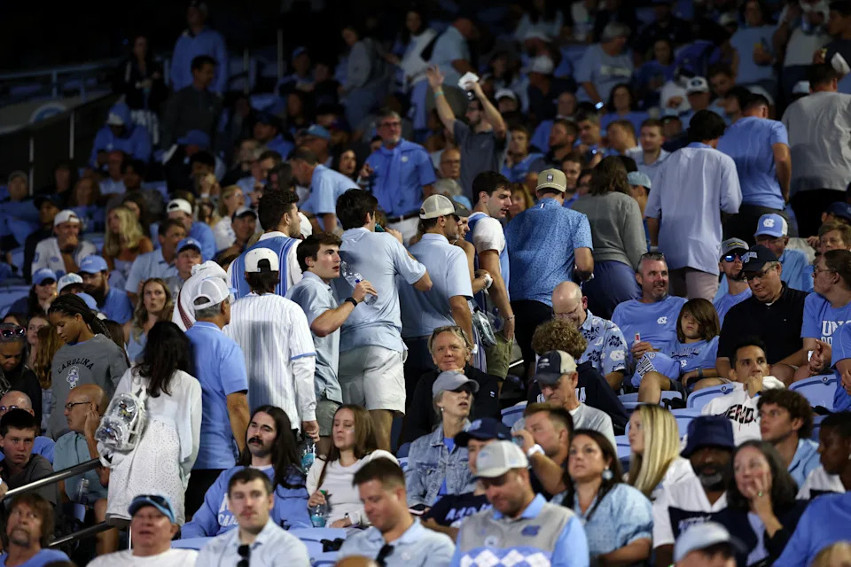 Tar Heels fans exit their seats during the third quarter. (Jared C. Tilton/Getty Images)