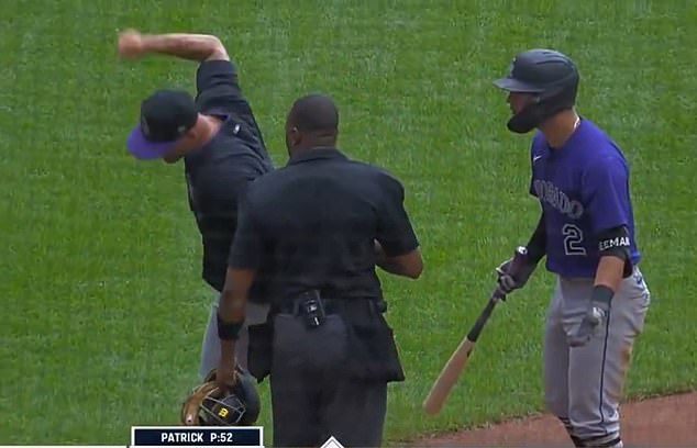 That led to an heated defense from manager Warren Schaefer (seen here throwing his gum)