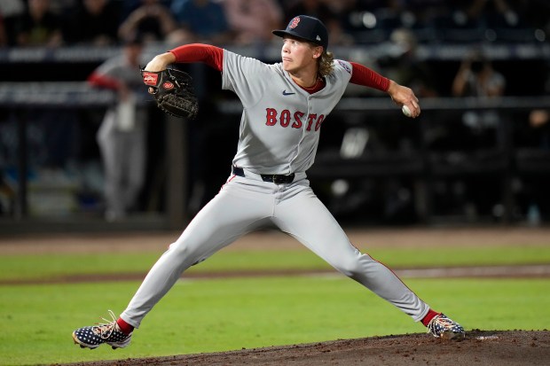 Boston Red Sox's Connelly Early pitches to the Tampa Bay Rays during the first inning of a baseball game Sunday, Sept. 21, 2025, in Tampa, Fla. (AP Photo/Chris O'Meara)