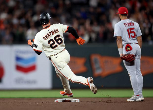 San Francisco Giants’ Matt Chapman #26 heads to third base...