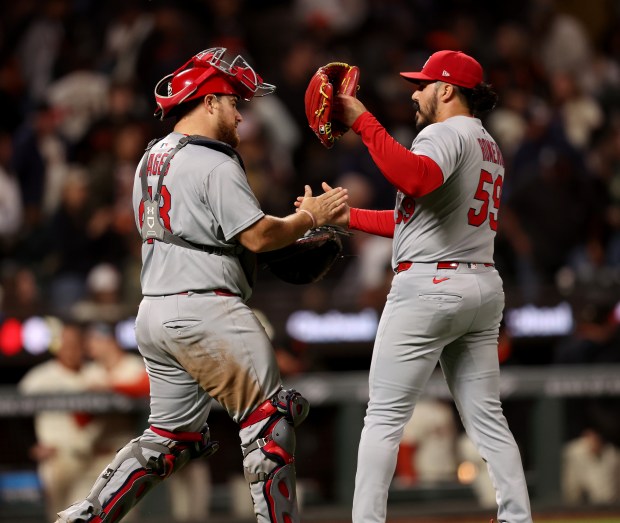 St. Louis Cardinals relief pitcher JoJo Romero #59 and St....