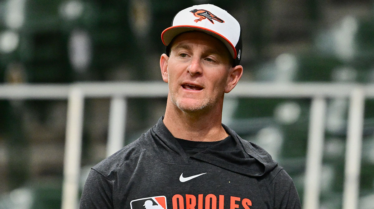 Baltimore Orioles interim manager Tony Mansolino looks on during batting practice against the Milwaukee Brewers at American Family Field.