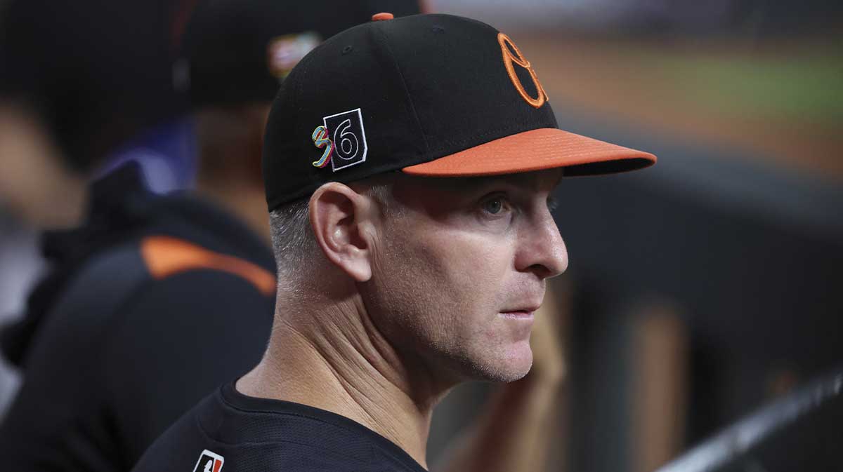 Baltimore Orioles interim manager Tony Mansolino (36) looks on from the dugout during the game against the Houston Astros at Daikin Park.