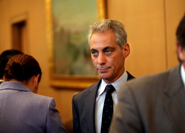 Mayor Rahm Emanuel outside the Chicago City Council chambers on Sept. 12, 2012. (Nancy Stone/Chicago Tribune)