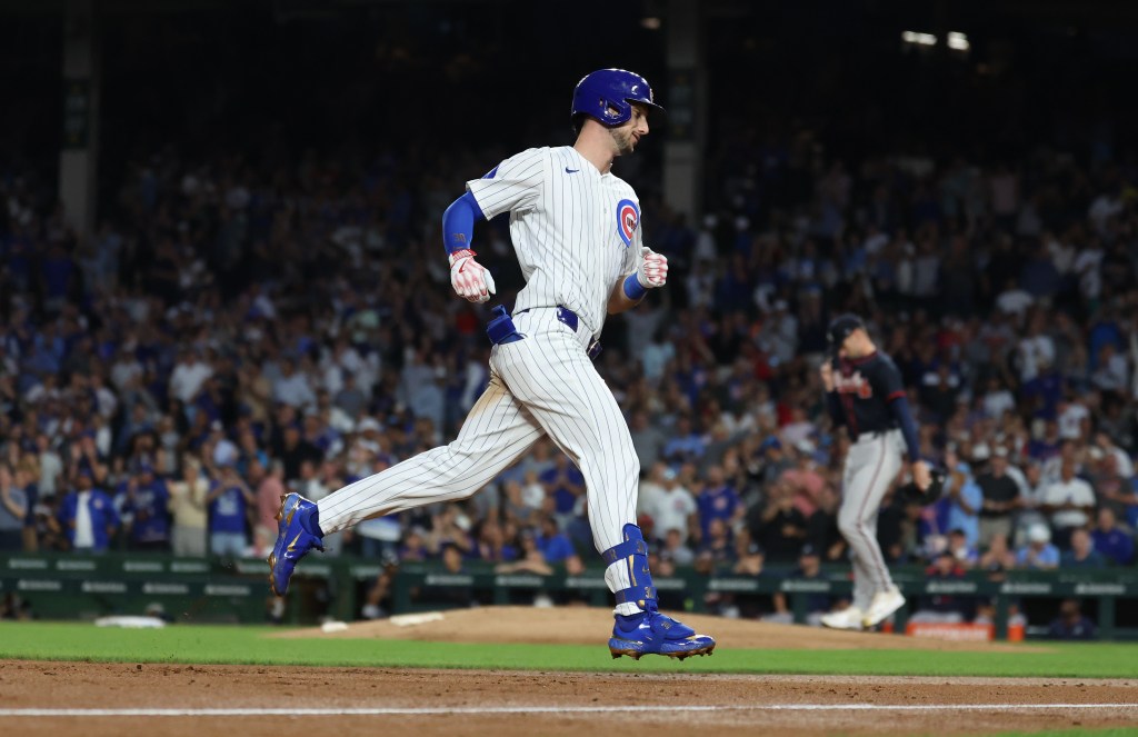 Chicago Cubs' Kyle Tucker slugs a 3-run homer, exits early