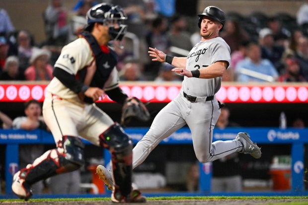 Will Robertson #37 of the Chicago White Sox scores a run against the Minnesota Twins in the fifth inning of the game at Target Field on Sept. 2, 2025 in Minneapolis, Minnesota. (Photo by Stephen Maturen/Getty Images)