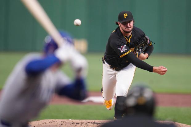 Pittsburgh Pirates pitcher Paul Skenes delivers during the second inning of a baseball game against the Chicago Cubs in Pittsburgh, Tuesday, Sept. 16, 2025. (AP Photo/Gene J. Puskar)