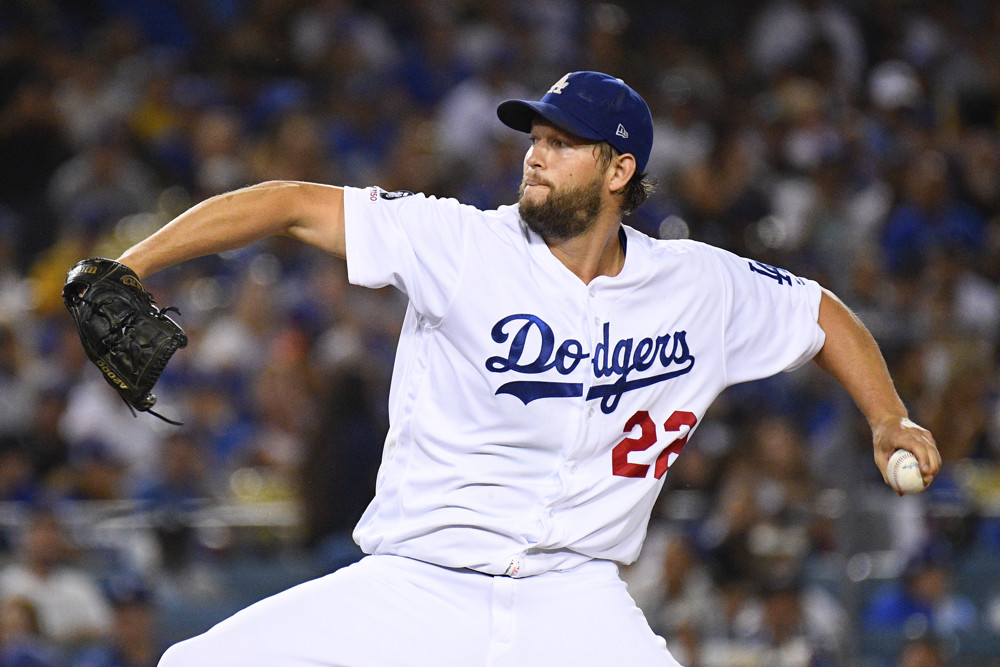 LOS ANGELES, CA - SEPTEMBER 06: Los Angeles Dodgers pitcher Clayton Kershaw (22) throws a pitch during a MLB game between the San Francisco Giants and the Los Angeles Dodgers on September 6, 2019 at Dodger Stadium in Los Angeles, CA. (Photo by Brian Rothmuller/Icon Sportswire)