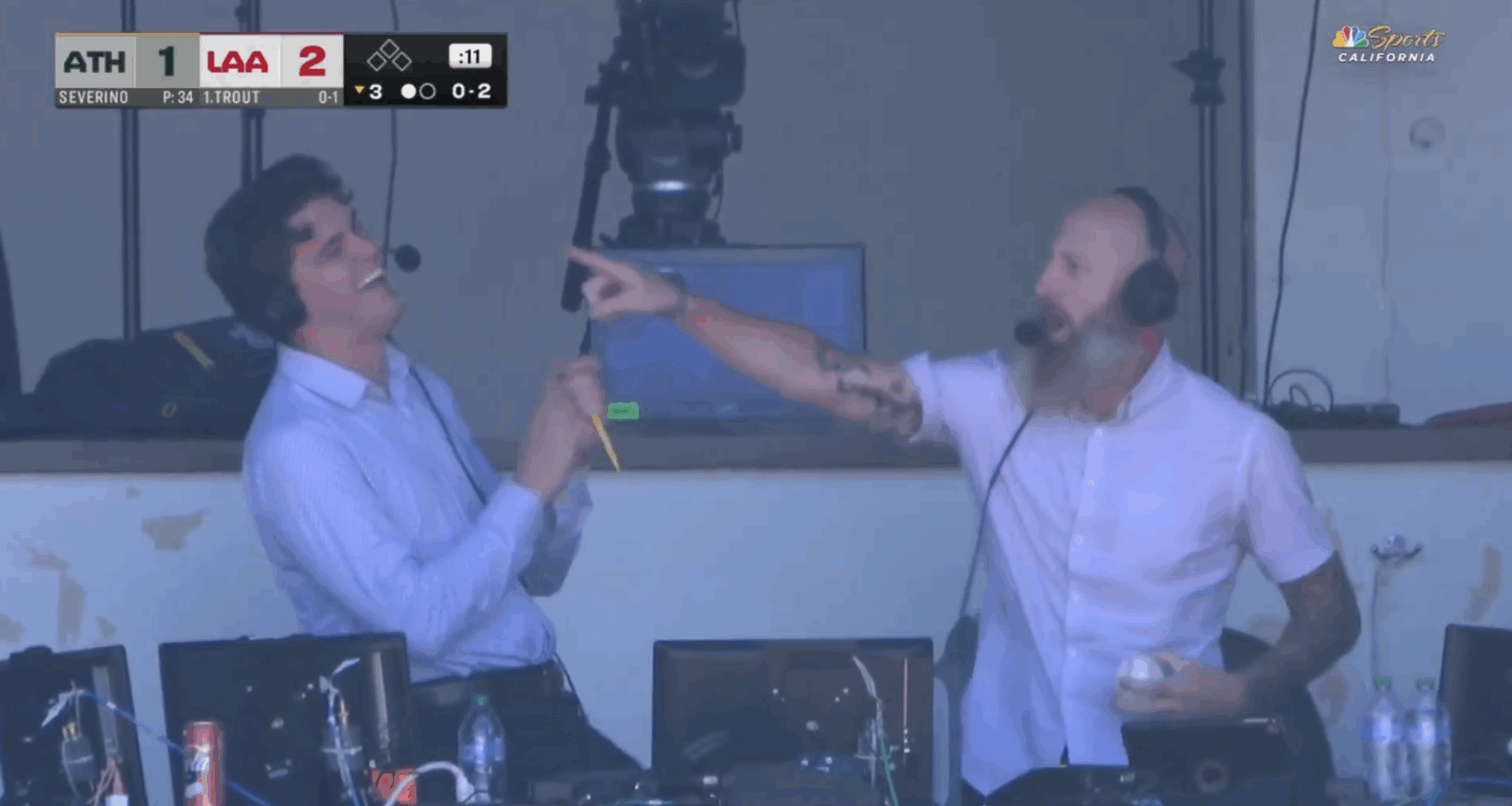 Dallas Braden loses it after catching ball in broadcast booth