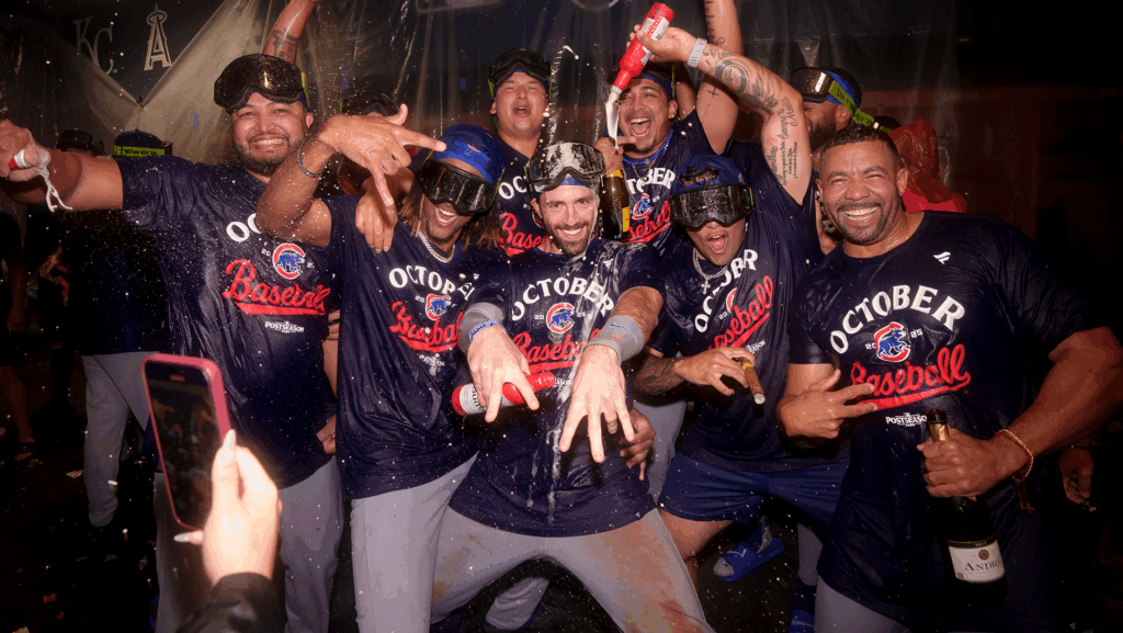 Inside Cubs clubhouse during MLB playoffs berth celebration