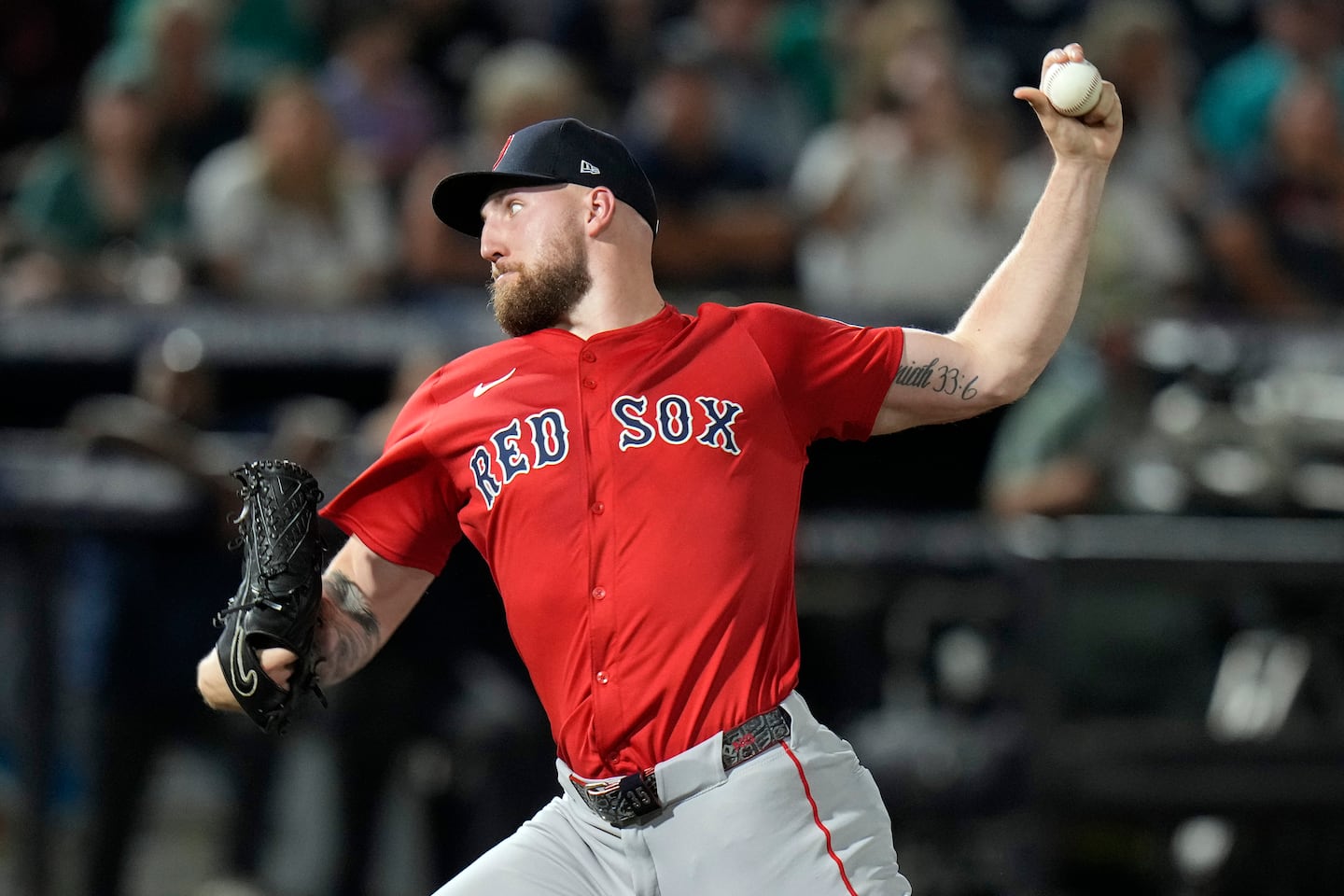 Red Sox starter Garrett Crochet allowed a run in each of the first three innings, but settled down to record his 17th win of the season.