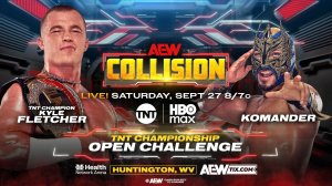 AEW Collision September 27, 2025 poster with Kyle Fletcher vs Komander TNT Championship Open Challenge