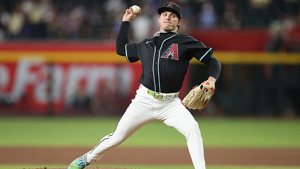 Relief pitcher Drey Jameson #99 of the Arizona Diamondbacks...