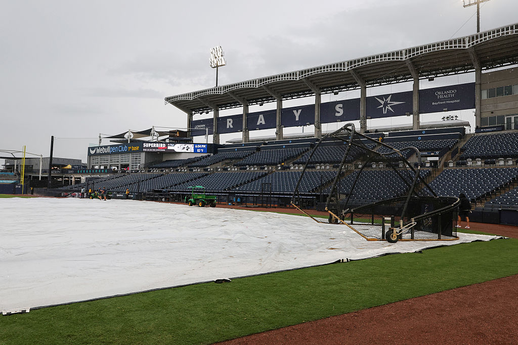 Blue Jays at Rays game delayed due to rain Wednesday 9/17/25