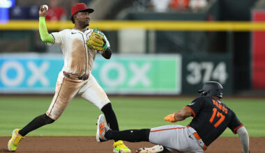 Infielder Geraldo Perdomo #2 of the Arizona Diamondbacks...