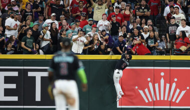 Outfielder Blaze Alexander #9 of the Arizona Diamondbacks vs the Boston Red Sox...