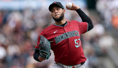Eduardo Rodriguez #57 of the Arizona Diamondbacks...