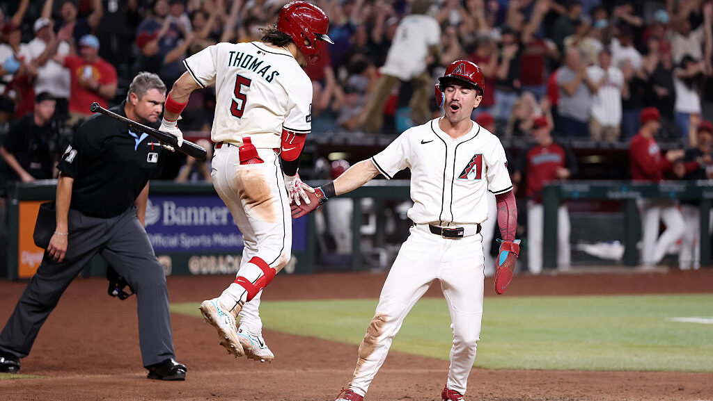 Corbin Carroll #7 of the Arizona Diamondbacks...