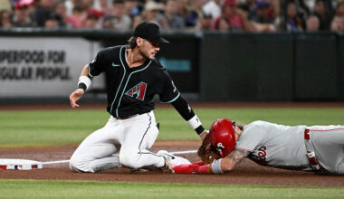 Blaze Alexander #9 of the Arizona Diamondbacks...