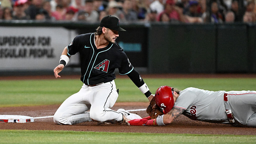 Blaze Alexander #9 of the Arizona Diamondbacks...