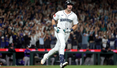 Seattle Mariners catcher Cal Raleigh runs the bases during a game against the Colorado Rockies on September 24, 2025.