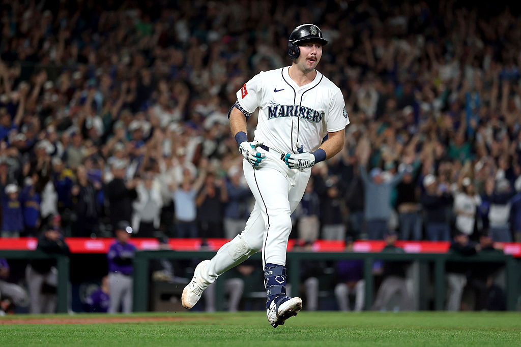 Seattle Mariners catcher Cal Raleigh runs the bases during a game against the Colorado Rockies on September 24, 2025.