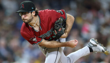 Zac Gallen #23 of the Arizona Diamondbacks...